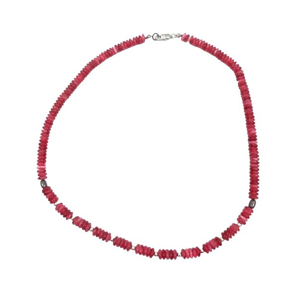 Carnelian Agate Handcrafted Red Beaded Necklace With Silver Accents Sterling Cla - Picture 5 of 5